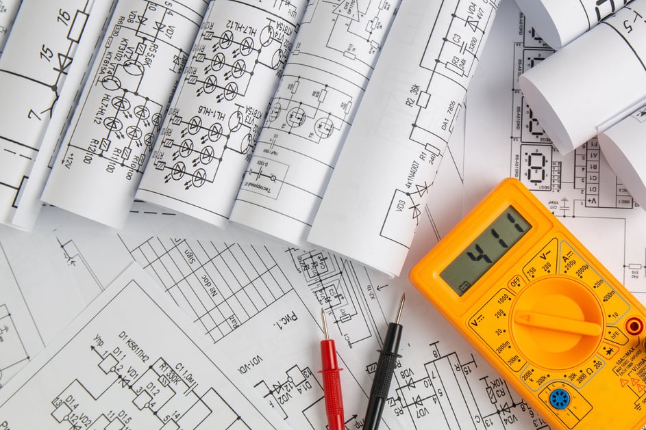 electrical engineering drawings and digital multimeter